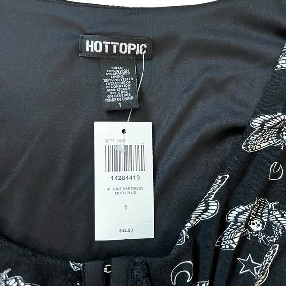 HOT TOPIC Death Moth Black Fit Flare Mini Dress Witchy Whimsygoth Fairy Sz XL - Picture 5 of 12